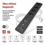 GoSmart hosszabbító 2m/4 aljzat kapcsolóval/USB/ fehér-fekete/ PVC 1,5mm