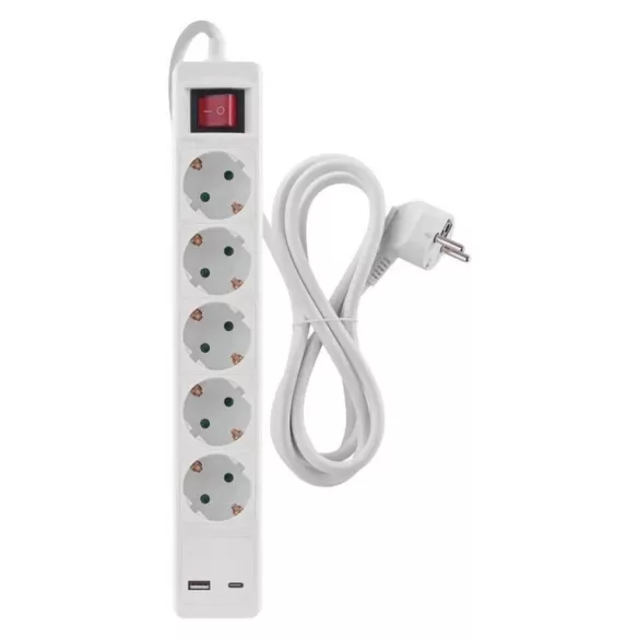 HOSSZABBÍTÓ ELOSZTÓ 5ALJ 3M KAP. 1.5MM+1×USB-A,1×USB-C P1523CU