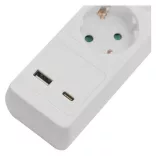 HOSSZABBÍTÓ ELOSZTÓ 5ALJ 3M KAP. 1.5MM+1×USB-A,1×USB-C P1523CU