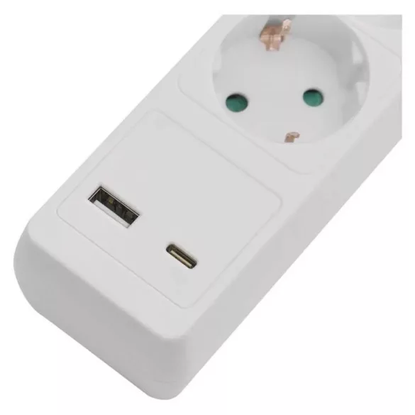 HOSSZABBÍTÓ ELOSZTÓ 5ALJ 3M KAP. 1.5MM+1×USB-A,1×USB-C P1523CU