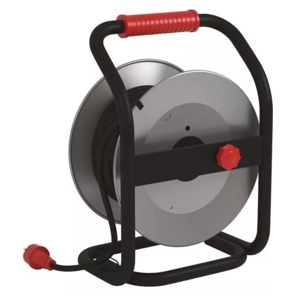 EMOS Fém Kábeldob Gumi 4 aljzat, 25m, 1,5 mm2, SCHUKO P19222