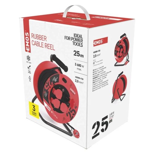 EMOS KÁBELDOB GUMI 4 ALJZAT 25M 3x2,5mm  P19625