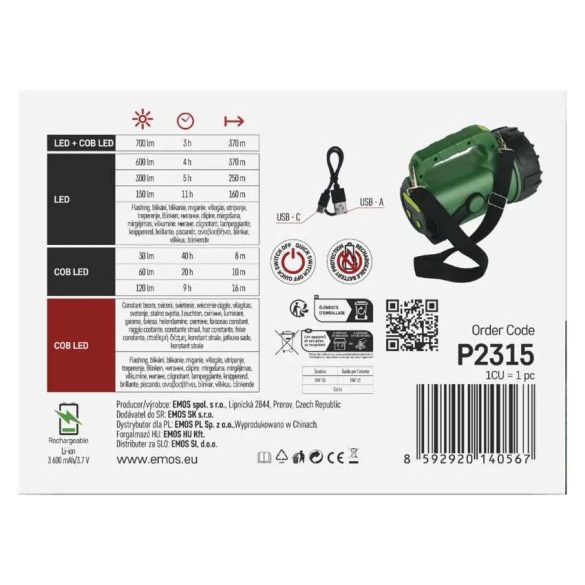 EMOS P2315  AKKUMULÁTOROS LED LÁMPA 700LM