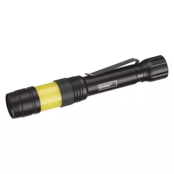 EMOS COB LED fém zseblámpa, 2xAAA, 180lm, IP44 P3112