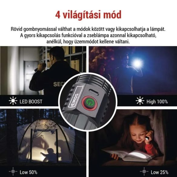 EMOS AKKUMULÁTOROS LED FÉM LÁMPA 3000lm,5000mAh P3122