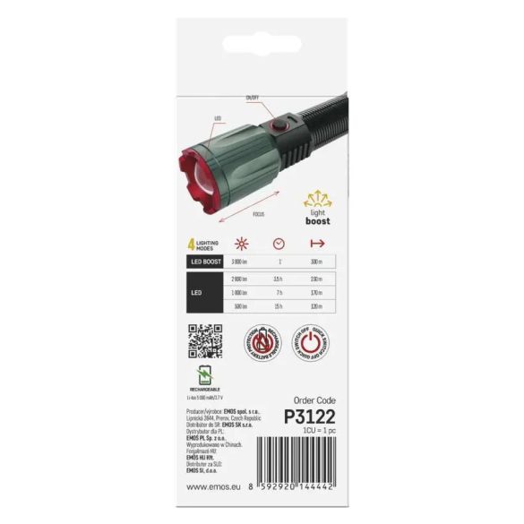 EMOS AKKUMULÁTOROS LED FÉM LÁMPA 3000lm,5000mAh P3122