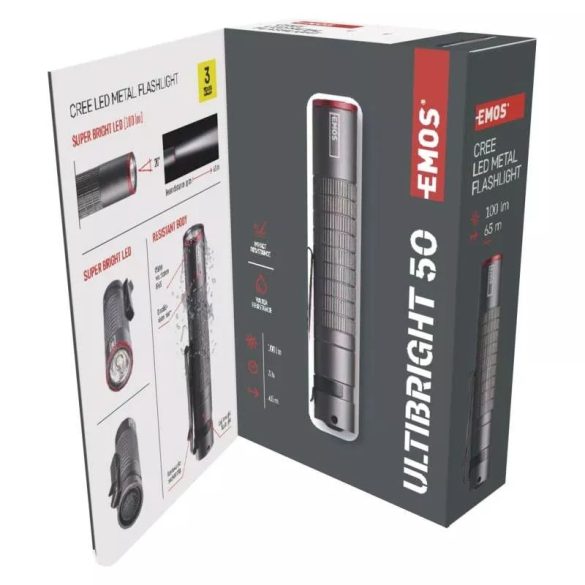EMOS FÉM CREE LED ZSEBLÁMPA ULTIBRIGHT 50, 100lm, 1xAAA P3150