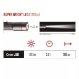 EMOS FÉM CREE LED ZSEBLÁMPA ULTIBRIGHT 60, 170lm, 1xAA