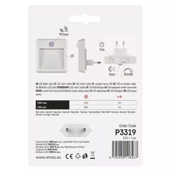 EMOS LED éjjeli fény mozgásérzékelővel LED P3319