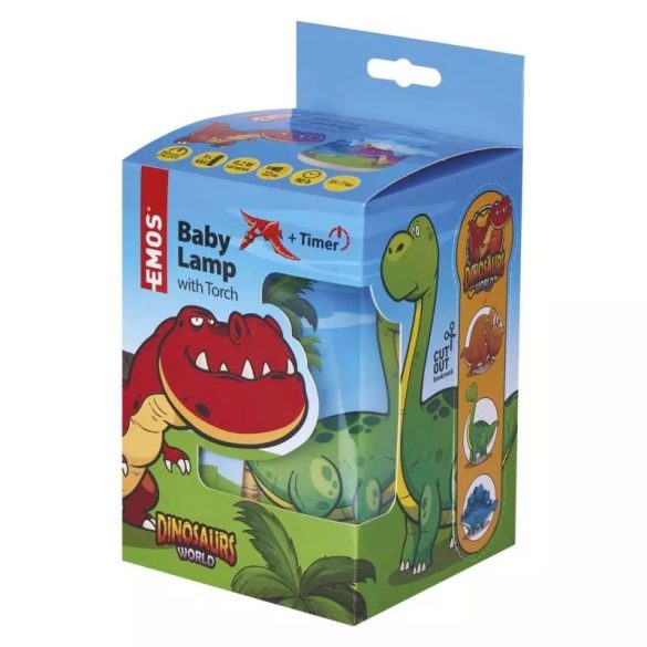 LED éjjeli lámpa gyerekeknek Dino, 3× AAA