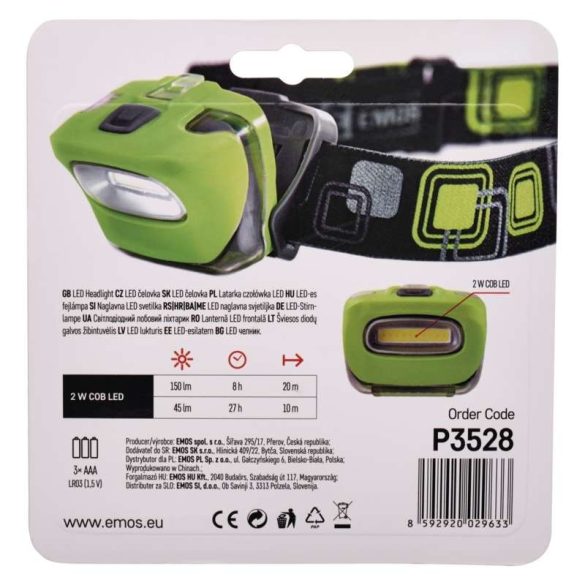 EMOS FEJLÁMPA 1 COB LED 2W P3528