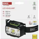EMOS LED Fejlámpa tölthető P3546, 550 lm, 110 m, Li-Pol 1000 mAh / 3× AAA