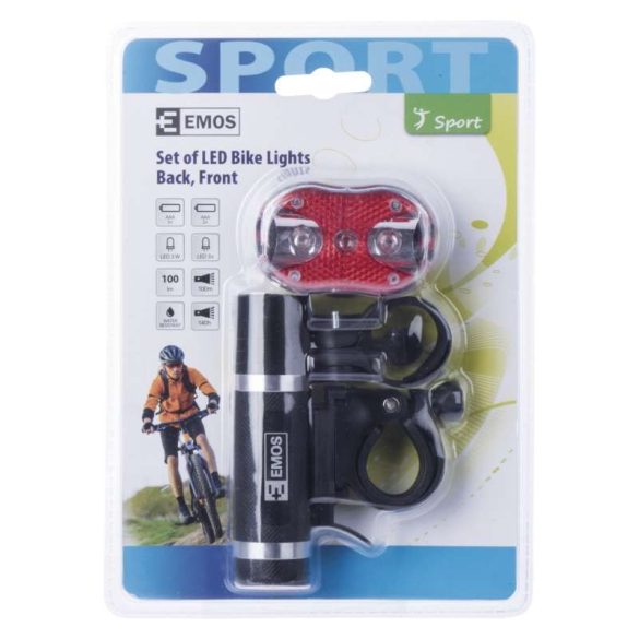 EMOS KERÉKPÁRLÁMPA ELSŐ + HÁTSÓ SZETT 1+3 CHIP 3+2xAAA  P3920