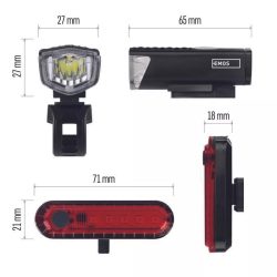   EMOS kerékpár lámpa első+hátsó szett LED tölthető 90lm P3923