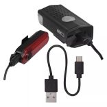 EMOS kerékpár lámpa első+hátsó szett LED tölthető 90lm P3923