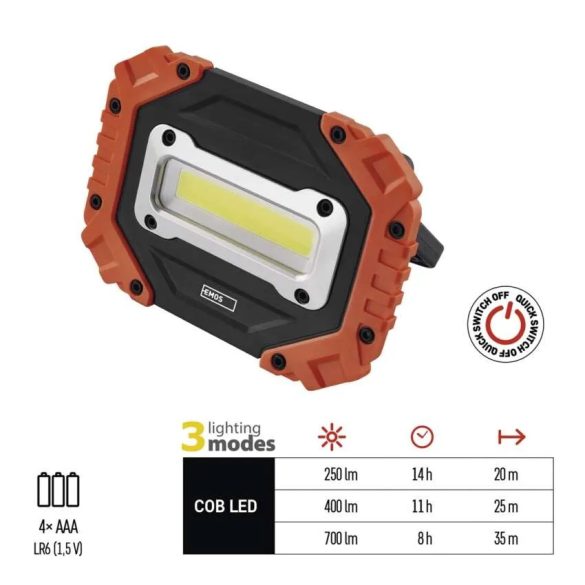 EMOS P4113 LED MUNKALÁMPA COB LED 700lm 4×AA