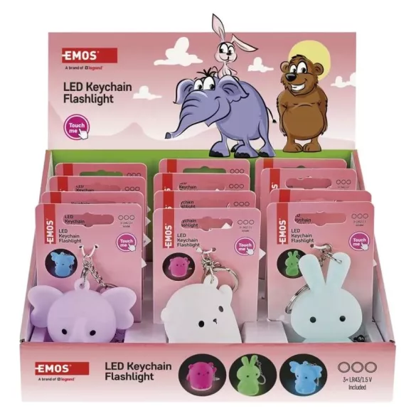 LED SZILIKON KULCSTARTÓ - elefánt, nyuszi, maci figurákkal