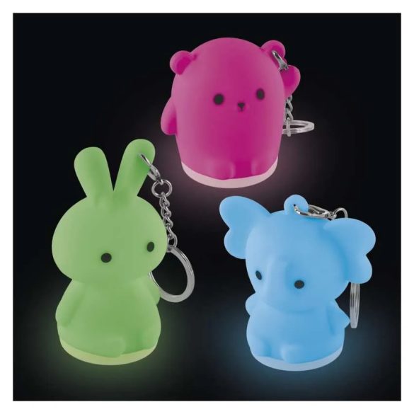 LED SZILIKON KULCSTARTÓ - elefánt, nyuszi, maci figurákkal