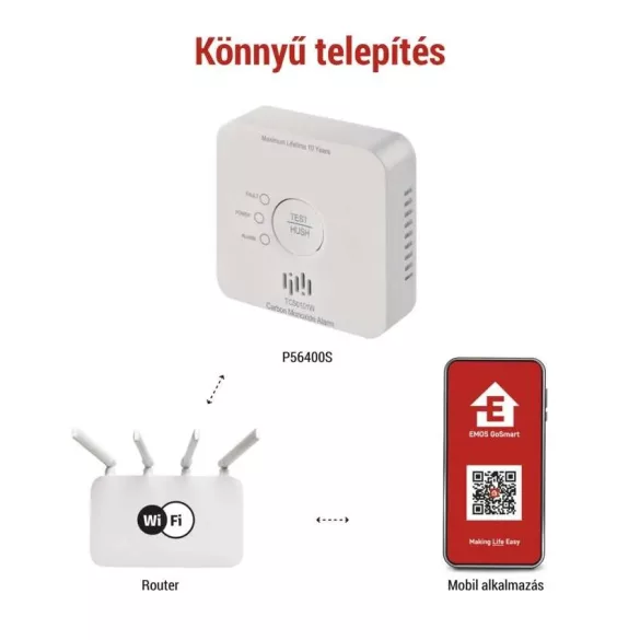EMOS GoSmart szén-monoxid érzékelő TCS0101W wifivel P56400S