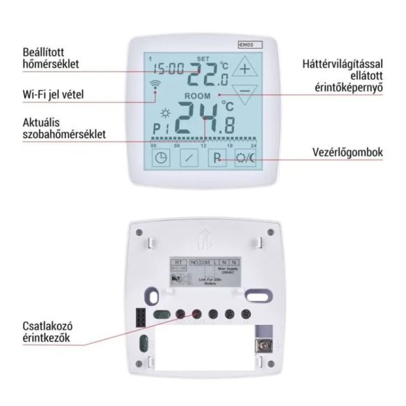 EMOS GoSmart Programozható vezetékes szobatermosztát WiFi-vel P56S01