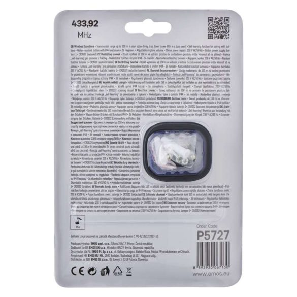 EMOS VEZETÉK NÉLKÜLI CSENGŐ P5727