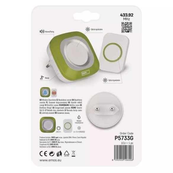 EMOS Vezeték nélküli csengő P5733G
