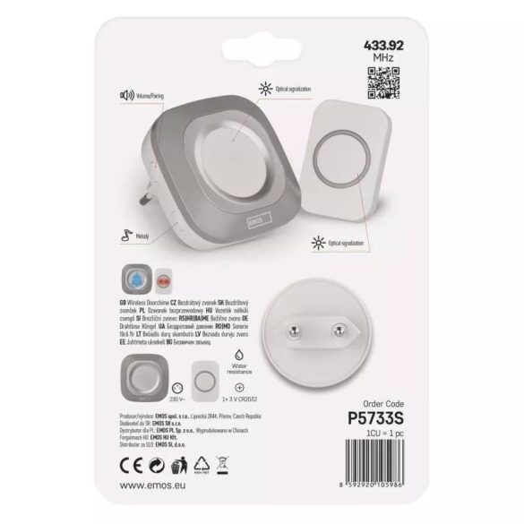 EMOS Vezeték nélküli csengő P5733S