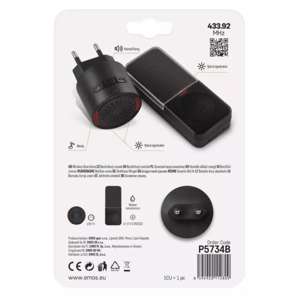 EMOS Vezeték nélküli csengő P5734B