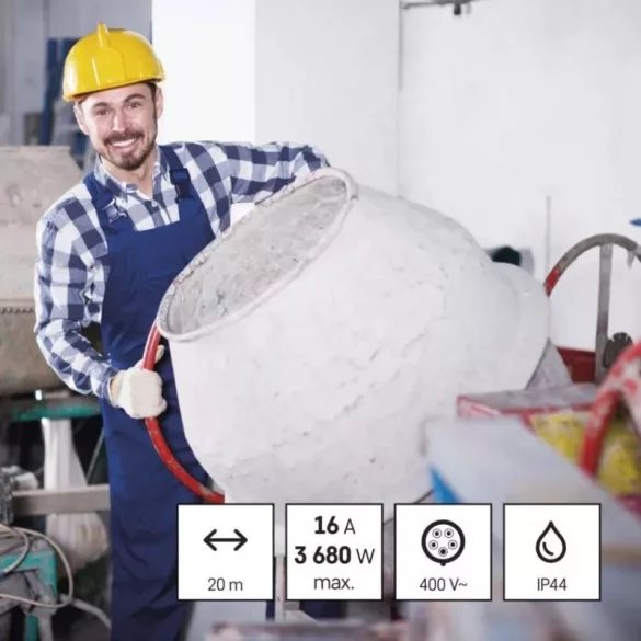 EMOS 3 FÁZISÚ HOSSZABBÍTÓ 20m 5X2,5mm vezetékkel 400V/16A PM0904