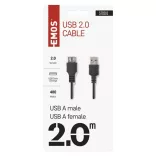 EMOS USB kábel 2.0 A – A/F csatlakozó 2m