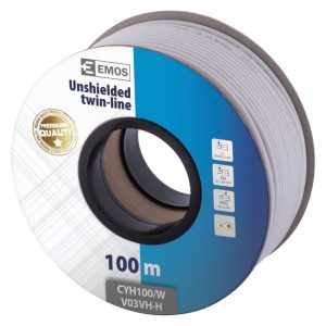 EMOS Hangfalkábel 2*1.00mm fehér 100m S8281