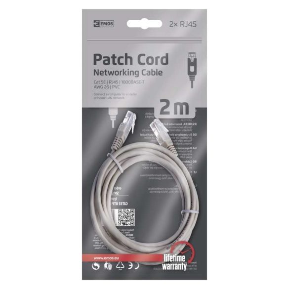 EMOS PATCH KÁBEL CAT5E UTP PVC 2M S9123
