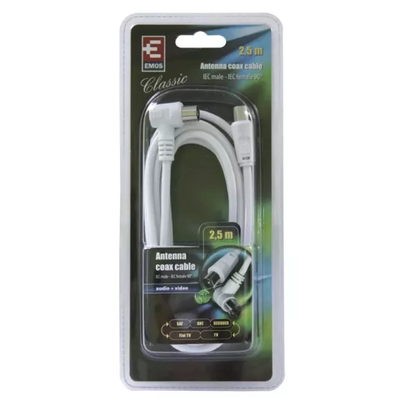 EMOS Antenna koax kábel 90° 2,5m SB3102