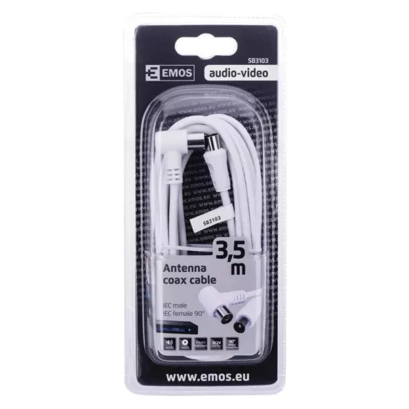EMOS Antenna koax kábel 90° 3,5m SB3103
