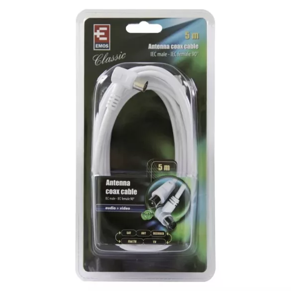 EMOS Antenna koax kábel 90° 5m SB3105