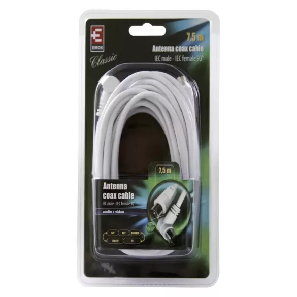 EMOS Antenna koax kábel 90° 7,5m SB3107