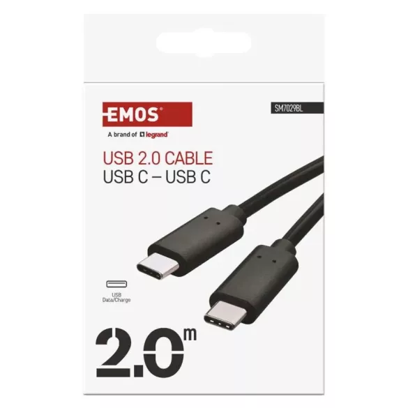USB KÁBEL 2.0 C/M-C/M 2M FEKETE 100 W SM7029BL