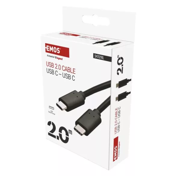 USB KÁBEL 2.0 C/M-C/M 2M FEKETE 100 W SM7029BL