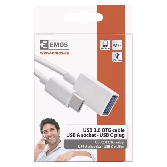 EMOS USB kábel 3.0 A/F- C csatlakozó OTG 15cm SM7054