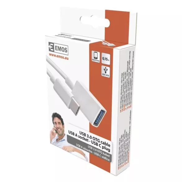 EMOS USB kábel 3.0 A/F- C csatlakozó OTG 15cm SM7054