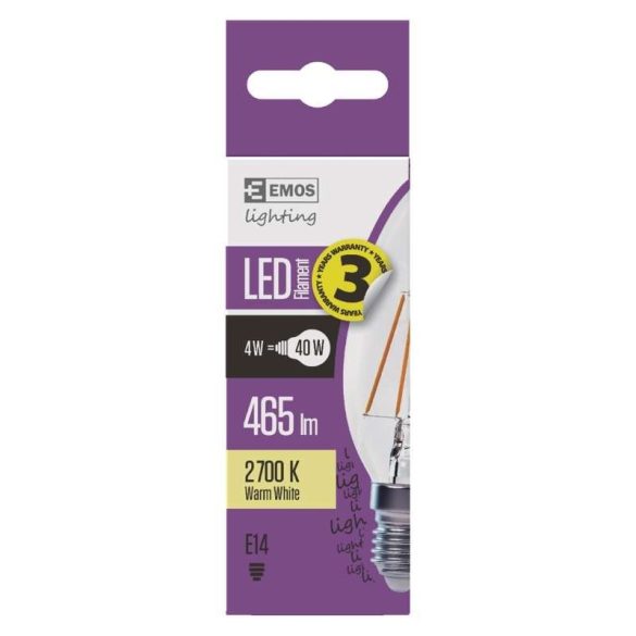 EMOS LED IZZÓ FILAMENT GYERTYA E14 4W WW Z74210