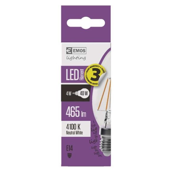 EMOS LED IZZÓ FILAMENT GYERTYA  E14 4W NW Z74214