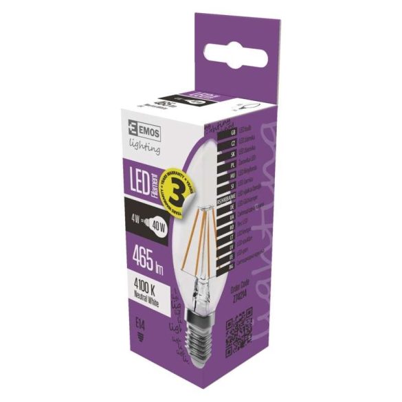 EMOS LED IZZÓ FILAMENT GYERTYA  E14 4W NW Z74214