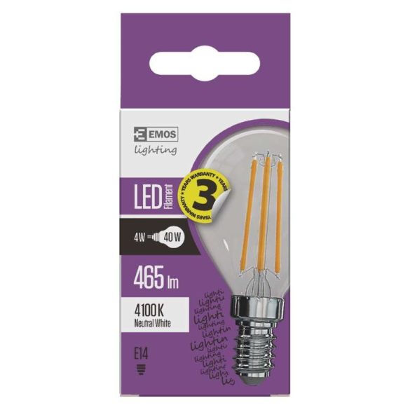 EMOS LED IZZÓ FILAMENT KISGÖMB E14 4W NW Z74231