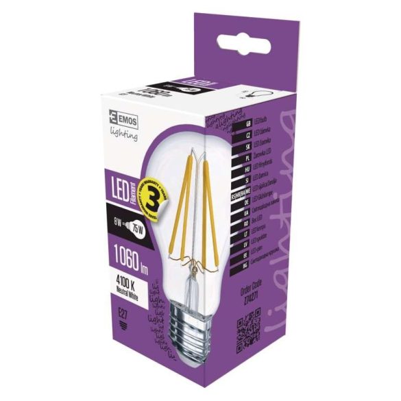 EMOS LED IZZÓ FILAMENT A60 E27 8W NW Z74271