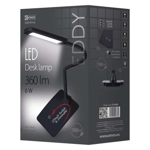 EMOS LED ASZTALI LÁMPA EDDY FEKETE Z7599B