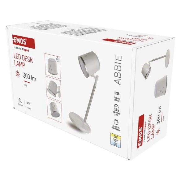 EMOS Abbie LED asztali lámpa, újratölthető, fehér Z7636W