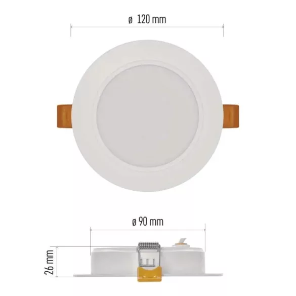 EMOS LED süllyesztett lámpa RUBIC, kerek, fehér, 9W, természetes fehér ZD1432