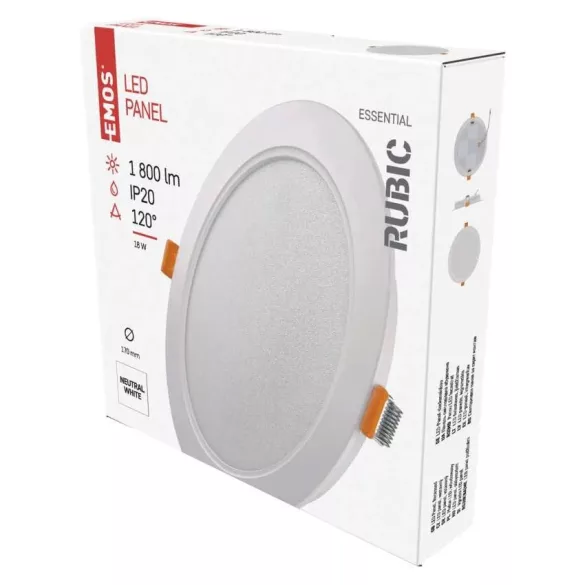 EMOS LED süllyesztett lámpatest RUBIC, kerek,18W, természetes fehér ZD1442