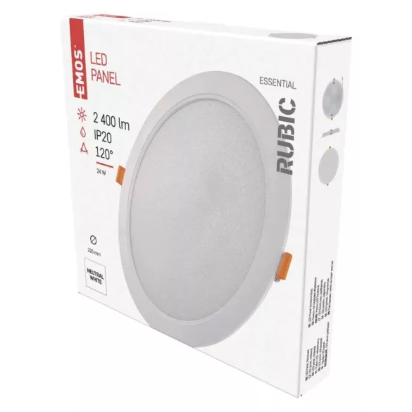 EMOS LED süllyesztett lámpatest RUBIC, kerek, fehér, 24W, 4000K  ZD1452